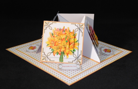 Lily quad easel card (Orange). by Yvonne Middleton