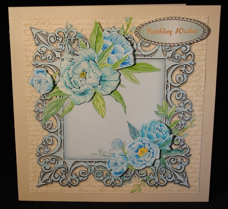 Beautiful Aqua roses on a Scallope mat  by Yvonne Middleton