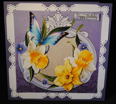 Beautiful Daffodils and Butterfly 8x8 by Yvonne Middleton