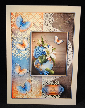 Cardtopper with Matching Envelope Blue Orange 896 by Yvonne Middleton