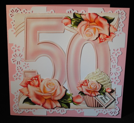 Special Birthday Roses & Cupcakes - Age 50 by Yvonne Middleton
