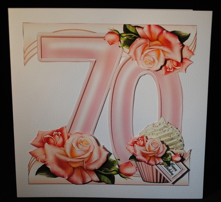 Special Birthday Roses & Cupcakes - Age 70 by Yvonne Middleton