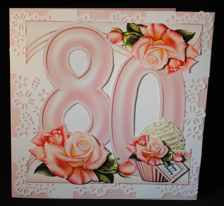 Special Birthday Roses & Cupcakes - Age 80 by Yvonne Middleton