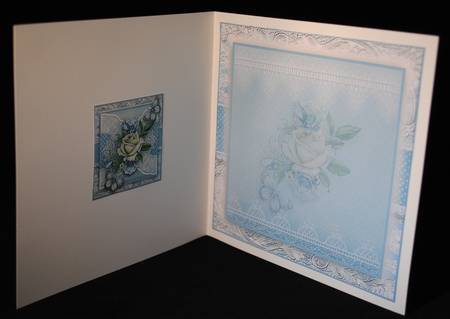 Chantilly Blue and white Rose Card Front Kit by Yvonne Middleton