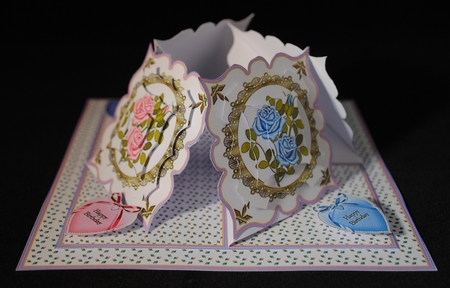 Rose quad easel card. by Yvonne Middleton