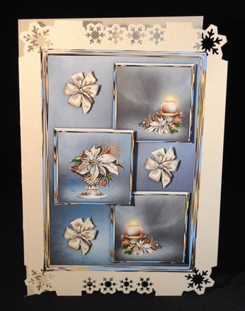 Candles And Poinsettia Three Square Card Front by Yvonne Middleton