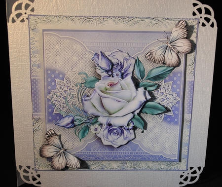 chantilly Lilac Rose Card Front Kit by Yvonne Middleton