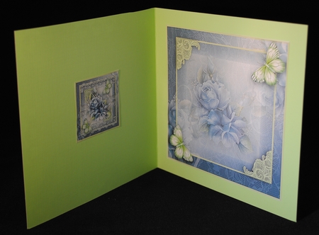 Lace and Blue Porceline Roses Card Front Kit by Yvonne Middleton