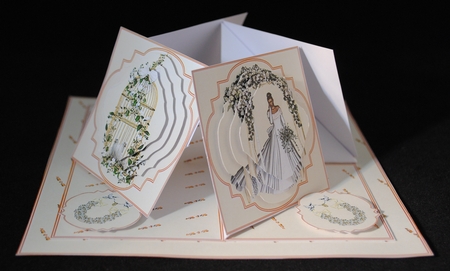 Wedding day quad easel card with decoupage toppers. by Yvonne Middleton