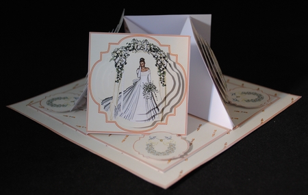 Wedding day quad easel card with decoupage toppers. by Yvonne Middleton