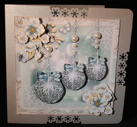 The Christmas Baubles Card Front Kit by Yvonne Middleton
