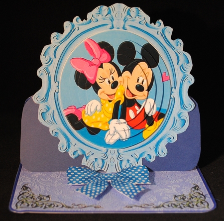Cute minnie and mouse in ornate frame pyramids with dotty bow by Yvonne Middleton
