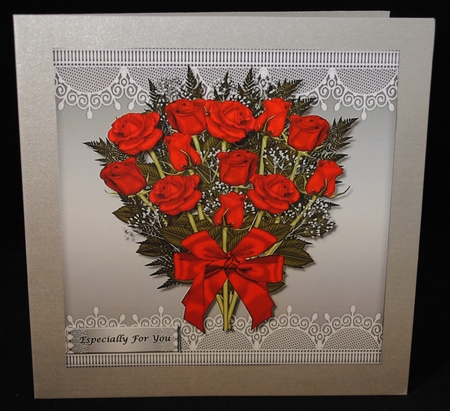 Red Roses Bouquet Card Topper by Yvonne Middleton
