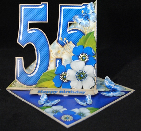 Vintage Easel 55th Birthday Card Kit Sapphire 1178 by Yvonne Middleton