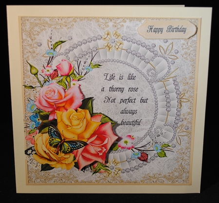 White Diamond Oval Mat With Roses by Yvonne Middleton