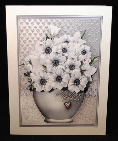Silver Bouquet - Pot of Flowers A4 Card Mini Kit by Yvonne Middleton