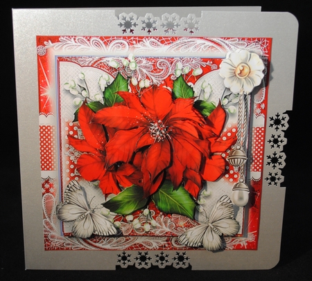 Poinsettia and Lace Card Front Kit by Yvonne Middleton