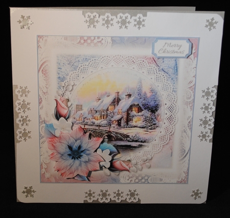Pink and Blue Pastel Winter Scenes 7x7 set of 6 by Yvonne Middleton
