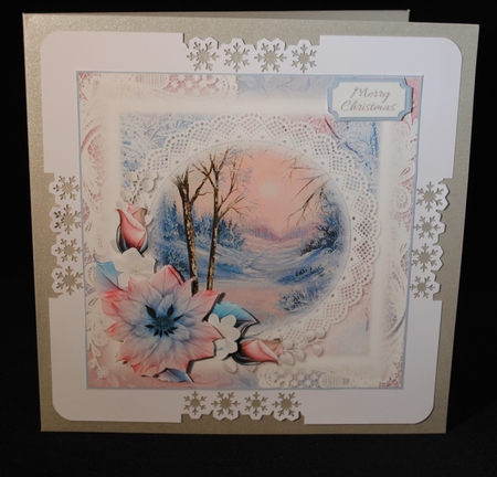 Pink and Blue Pastel Winter Scenes 7x7 set of 6 by Yvonne Middleton