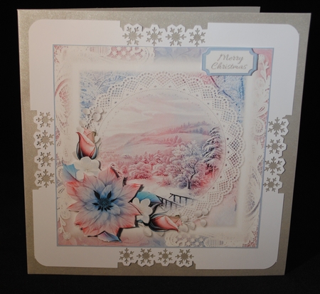 Pink and Blue Pastel Winter Scenes 7x7 set of 6 by Yvonne Middleton