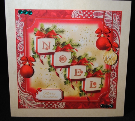 Noel Christmas Gift Boxes 7x7 Card Topper by Yvonne Middleton