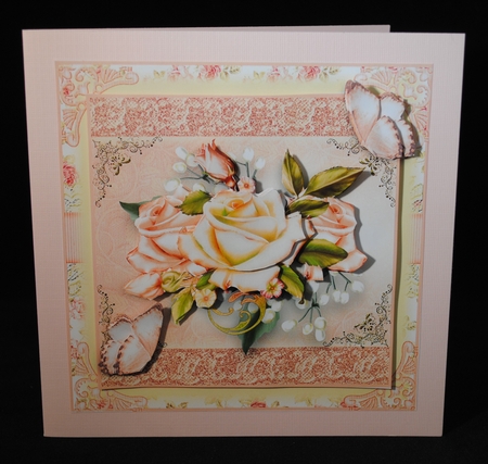 Cream Vintage Rose Card Front Kit by Yvonne Middleton