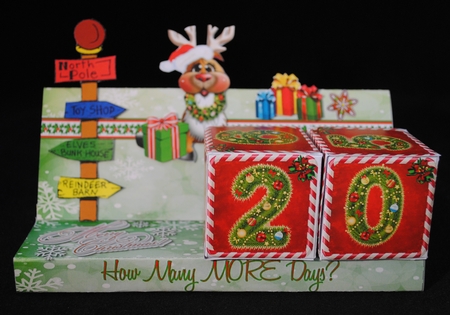 3D CUBE PERPETUAL CALENDAR - RUDOLPH THE REINDEER by Yvonne Middleton