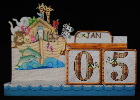 NOAH AND THE ARK - 3D CUBE PERPETUAL CALENDAR by Yvonne Middleton