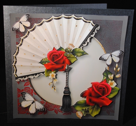 Fabulous Fan With Red Velvet Roses by Yvonne Middleton