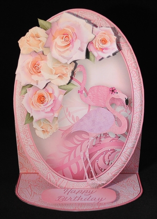 Pretty Flamingoes - Oval Easel Card Mini Kit by Yvonne Middleton