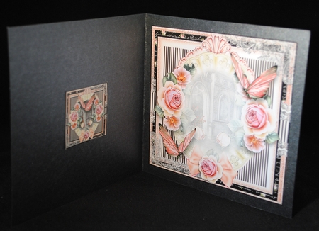 Pink Butterfly And Pink Roses Card Front Kit by Yvonne Middleton