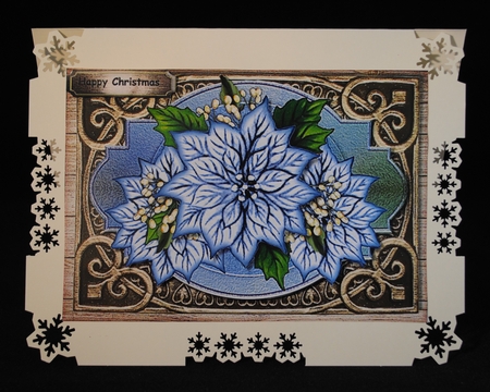 Christmas Shield  Blue Poinsettias by Yvonne Middleton