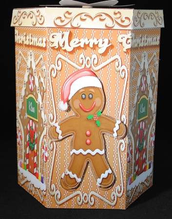 GORGEOUS TALL HEXAGONAL DECOUPAGE BOX - GINGERS by Yvonne Middleton