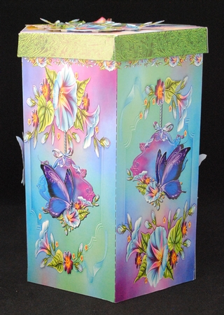 GORGEOUS TALL HEXAGONAL DECOUPAGE BOX - GLORIOUS MORNING by Yvonne Middleton