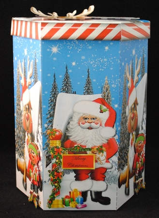 GORGEOUS TALL HEXAGONAL DECOUPAGE BOX - KRIS & RUDY by Yvonne Middleton