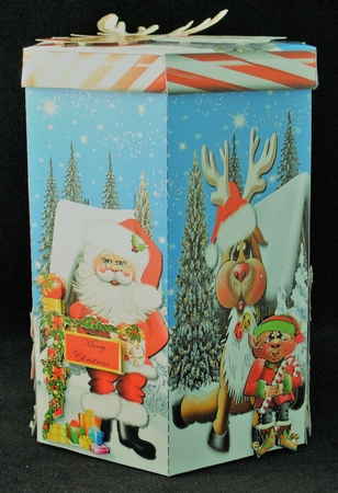 GORGEOUS TALL HEXAGONAL DECOUPAGE BOX - KRIS & RUDY by Yvonne Middleton