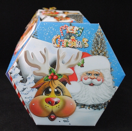 GORGEOUS TALL HEXAGONAL DECOUPAGE BOX - KRIS & RUDY by Yvonne Middleton