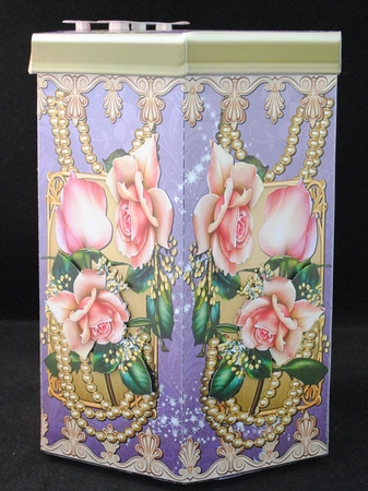 GORGEOUS TALL HEXAGONAL DECOUPAGE BOX - GLAMOUR GIRL by Yvonne Middleton
