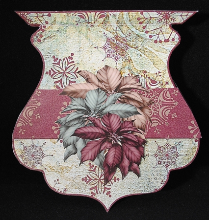 Rococo Poinsettias Christmas Qua-trefoil Shaped Quick Card Topper & Insert by Yvonne Middleton