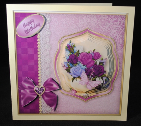Purple Roses Border Card Mini Kit by Yvonne Middleton