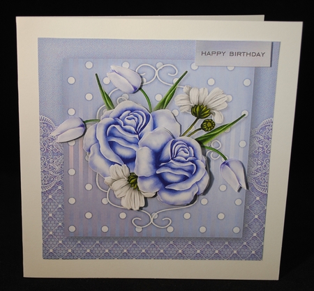 4 beautiful Birthday Cards with roses, lace & butterflies kit by Yvonne Middleton
