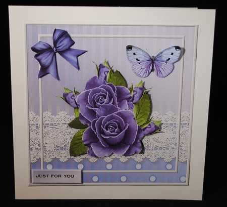 4 beautiful Birthday Cards with roses, lace & butterflies kit by Yvonne Middleton