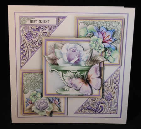 Lilac And Mint Flora and Lace Card Front Kit by Yvonne Middleton