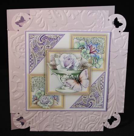 Lilac And Mint Flora and Lace Card Front Kit by Yvonne Middleton
