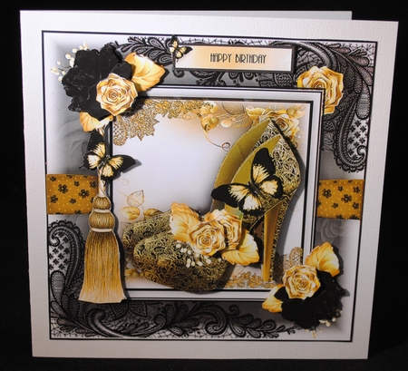 Black and Gold Shoes Card Kit 8x8 by Yvonne Middleton