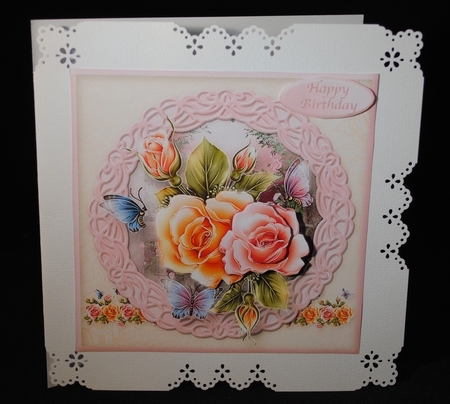 Roses and Butterflies - Decoupage Card Front by Yvonne Middleton