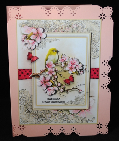A5 Cherry Blossom card kit (without tassle) by Yvonne Middleton