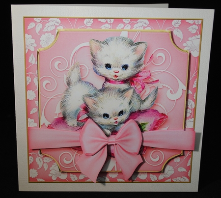 Vintage Kitten Baskets Kit-1-Pink by Yvonne Middleton