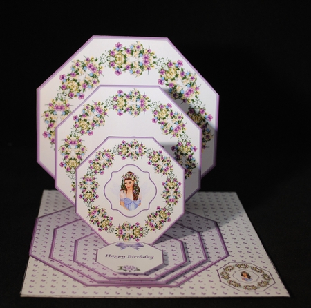 Garden fairy octagonal triple easel card with matching envelope. by Yvonne Middleton