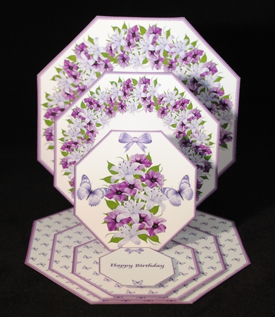 Lilies octagonal triple easel card with matching envelope. by Yvonne Middleton